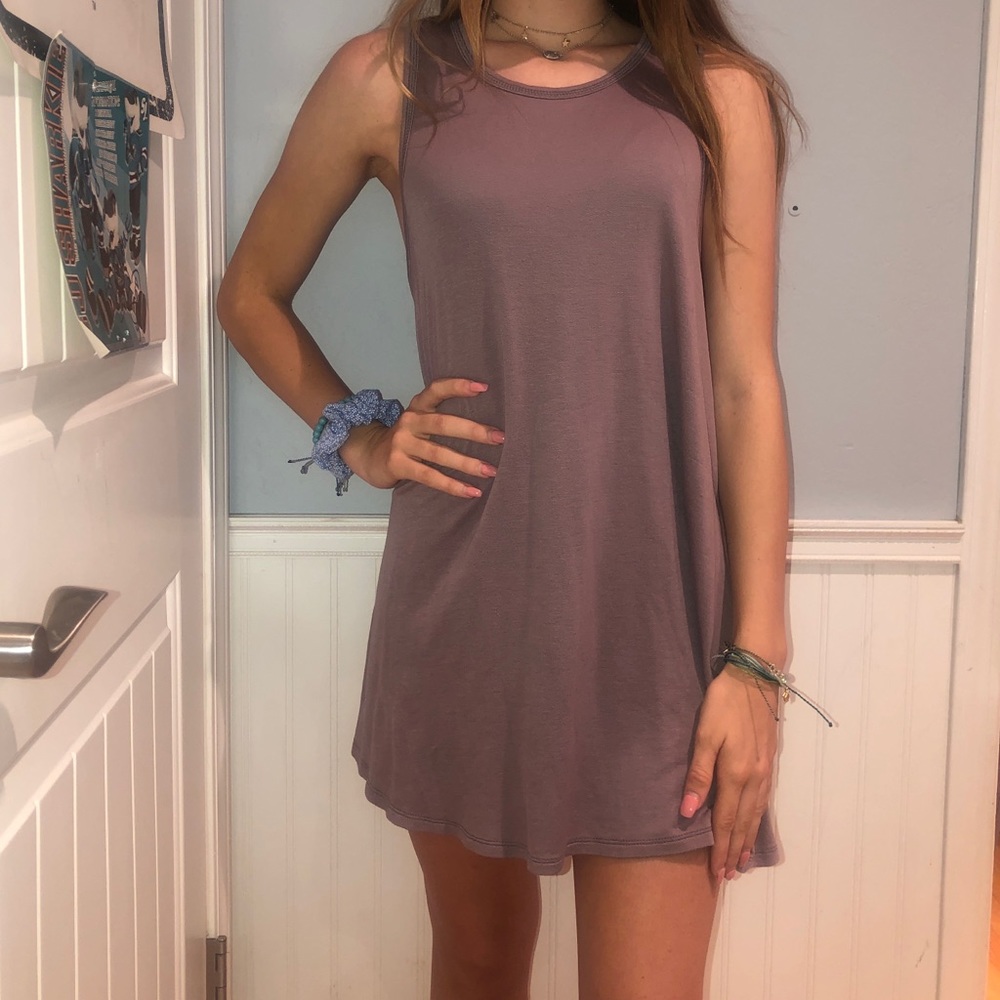 purple backless sundress